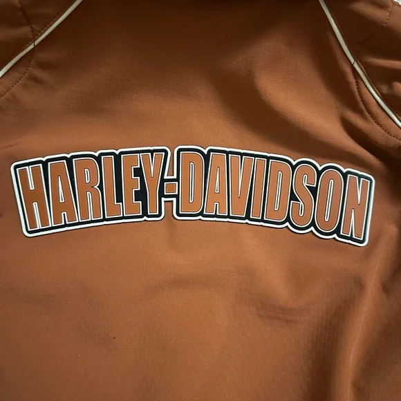 Harley-Davidson Women's Soft Shell Jacket Orange Motorcycle Biker Hooded M - Picture 9 of 11